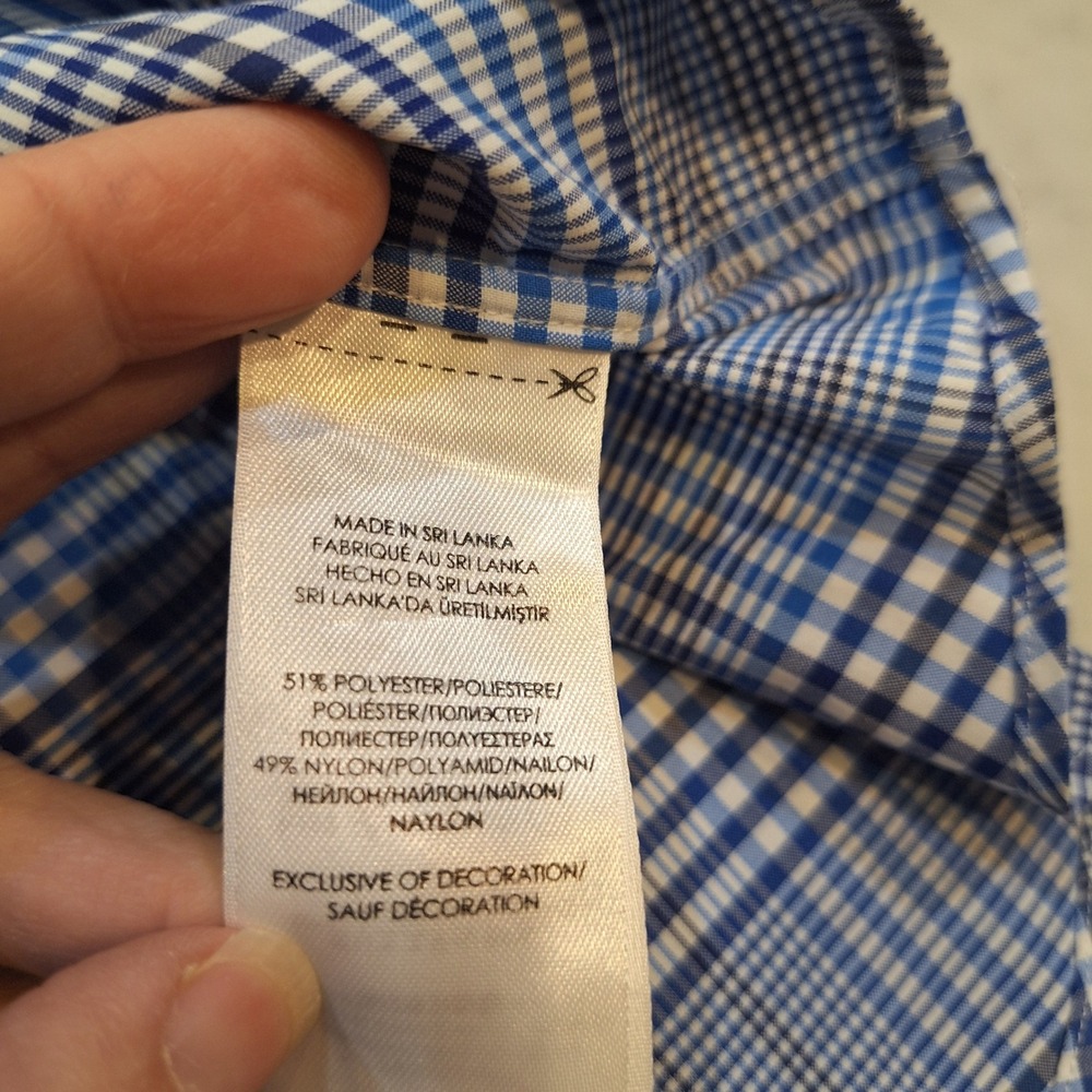 Polo Ralph Lauren Buttondown Mens 2XB Blue Plaid Performance Blue White LS Shirt - Picture 7 of 8